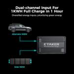 ETAKER F1000 Pro-1000W Dual-Input DC-DC Charger for Portable Power Stations, Backup Batteries, APP-Controlled 12-48V Output for for RVs, SUVs, Trucks, Boats
