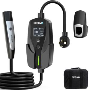 SEGUMA Level 2 Tesla Charger, 40Amp 240V NEMA 14-50 Plug, 28FT Extension Cable, Adjustable Current, Delayed Start Timer, Portable Mobile EV Charger for Tesla, Compatible with Model Y/S/3/X/Cybertruck