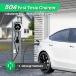 RhEVchar 50A Level 2 Tesla EV Charger with NACS Connector, Smart App Control, Large Display, RFID Access, 14-50 Plug, 25FT Cable – Electric Vehicle Home Wall Charging Station for All Tesla