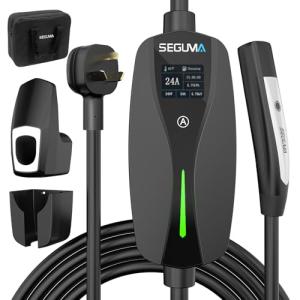 SEGUMA NEMA 10-30 Level 2 Tesla Charger-24A 240V, 25FT Extension Cable, Adjustable Current(10-24A)-Portable Home Mobile EV Charger for Model Y/X/3/S/Cybertruck,NACS Connector for 3-Prong Dryer Outlet
