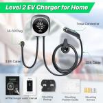 RhEVchar 50A Level 2 Tesla EV Charger with NACS Connector, Smart App Control, Large Display, RFID Access, 14-50 Plug, 25FT Cable – Electric Vehicle Home Wall Charging Station for All Tesla