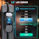 Tera 2025 New EV Charger for Tesla 40A 2.8" Largest Display ETL FCC Most Compact 25FT NACS Level 2 NEMA 14-50 Plug & NEMA 5-15 for Level 1 Waterproof IP66 Portable EVSE for Tesla Model Y/3/S/X P06