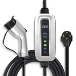 Level 2 Adjustable EV Charger (240v, 26 ft Cable, NEMA 14-30, Adjustable up to 24 Amps) Live LCD Screen Time Delay Start Function, NEC Fast 30A Circuit Charging J1772 Plug with Travel Bag