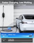 Ecogenix Level 2 Tesla Charger, 32A/7.68KW Tesla Mobile Charger with LCD Display, 240V NEMA 14-50 Plug, 25ft Cable, Adjustable Current & Time, Portable Home Charger for Model Y/3/X/S/Cybertruck