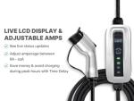 Level 2 Adjustable EV Charger (240v, 26 ft Cable, NEMA 14-30, Adjustable up to 24 Amps) Live LCD Screen Time Delay Start Function, NEC Fast 30A Circuit Charging J1772 Plug with Travel Bag