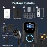 Tera for Tesla EV Charger Level 2 J1772: ETL Energy Star 48A Adjustable 240V - with Manual Setting Amps & Schedule on Unit - NEMA 14-50 25FT Extra Long Charging Cable IP65 W01