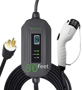PRIMECOM Level 2 Electric Vehicle (EV) Charger (220V / 240Volt, 16Amp) Portable EVSE Smart Electric Car Charger, 30', 40', and 50 Feet Lengths (NEMA 6-20P, 30 Feet)