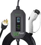 PRIMECOM Level 2 Electric Vehicle (EV) Charger (220V / 240Volt, 16Amp) Portable EVSE Smart Electric Car Charger, 30', 40', and 50 Feet Lengths (NEMA 6-20P, 30 Feet)
