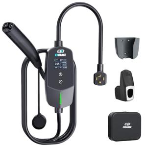 EVDANCE Level 2 EV Charger for Tesla Models, 24Amp 240V NEMA 14-30 Plug, 25FT Cable with Remote-Open Charge Port, 6-24A Adjustable EV Charging Station for Home/Garage Use, IP66 Waterproof