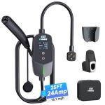 EVDANCE Level 2 EV Charger for Tesla Models, 24Amp 240V NEMA 14-30 Plug, 25FT Cable with Remote-Open Charge Port, 6-24A Adjustable EV Charging Station for Home/Garage Use, IP66 Waterproof