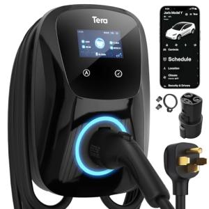 Tera for Tesla Electric Vehicle (EV) Charger: Level 2 J1772 2024 Fully Upgraded ETL Energy Star 48A with Manual Setting Amps & Schedule on Unit 240V