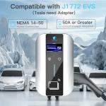 Level 2 EV Charger J1772 Fast Charging,EV Chargers for Home 40 Amp-Smart Display,Electric Car Charger 240V,Electric Vehicle Charging Stations Outdoor/Indoor,Charge Point NEMA 14-50 Home Flex, 25ft