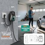 NexCyber Level 2 EV Charger(WiFi APP/Plug-Play), 32A, 25ft Cable ETL Certified, 240V NEMA 14-50p Plug/Hardwired, Home Level 2 EVSE Car Charger w/ J1772 Connector, Electric Vehicle Charging Stations