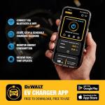 DEWALT Electric Vehicle Level 2 EV Charger up to 48 Amps 240V, App Control Bluetooth & Wi-Fi, CSA Certified Indoor/Outdoor Hardwired Wall Mounted Charging Station with 25 ft. Cable