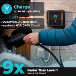 EVIQO EV Charger Level 2 48 Amp - Level 2 EV Charger Hardwired, 240V Electric Vehicle Charging Stations, J1772 Chargers 11.5kW, Wall EV Chargers for Home, EVSE EV Charging Station 25' Cord - Gen 2