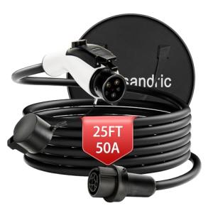 Wissandric EV Charger Extension Cable 25FT 50A Level 2 - Heavy Duty J1772 Extension Cord, 240V Waterproof 8 Gauge UL Certified EV Charging Extension Cord (25FT,50A)