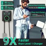 IYILO Level 2 EV Charger 240V 40A NEMA 14-50P (Default), Max 48A via Hardwire Electric Vehicle Charging Station, Dual Temp Sensors in Plug & Connector for EV Safety, J1772, WiFi, ETL, 25' Cable, RFID