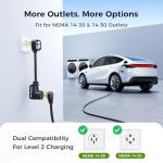 Grasside Carbon Fiber Level 2 Tesla Charger, 24A Adjustable Current/Timer/Smart Display, NEMA 14-30 Dryer Outlet & 14-50 Plug, 21FT Tesla Charging Cable, NACS Connector for All Tesla Models/Cybertruck