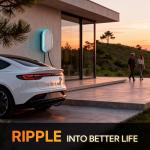 RIPPLEON Level 2 EV Charger w/Tesla Adapter 9.6KW J1772 Nema 14-50 Plug for Home - 40Amp Smart WiFi Wall Charger Station, 25Ft Cable 240V Electric Vehicle Charger,ETL,FCC,Energy Star Certified White