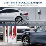 Upgraded 2-in-1 Tesla to CCS & J1772 Adapter DC/AC Fast Charging, Compatible with Tesla Superchargers & Tesla High Powered Connectors, Destination Chargers & Mobile Connectors
