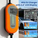 Traenvir Portable EV Charger Level 2, 40Amp EV Charger for All SAE J1772 EVs, 240V 9.6KW Electric Vehicle Charging Stations with NEMA 14-50 Plug, Smart App Control for Adjustable Current, 25FT Cable