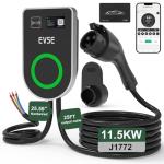 RUTU Ev Charger Level 2 J1772 Chargers, 48 Amp Level 2 Ev Charger Hardwired Up to 11.5Kw, Smart Electric Car Chargers with Flexible 25Ft Cable, 240v WiFi Enabled Electric Vehicle Charging Stations