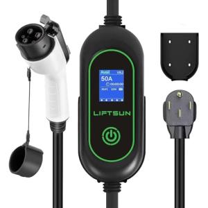 Liftsun Level 2 Fast EV Charger, 240V, 50Amp, 12KW Adjustable Current & Schedule Charging,Home Wall Mount Electric Vehicle Charging Station,SAE J1772 Charger, NEMA14-50P with 25ft Premium Cable.
