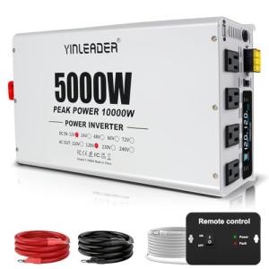 5000 watt Power Inverter 12V to 110V/120V, Solar Inverter Remote for RV Camping Off-Grid Solar Inverter Systems