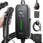 40A Tesla Level 2 Fast Charger, [1.8″Led Screen, 16-40A Adjustable Current & Timer], 240V Nema 14-50 Plug, 25ft Tesla Home or Mobile Charger, Wall Mount, Ip67/Ip65, Wall Connector for Model X/Y/3/S