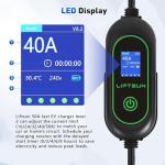 Liftsun Level 2 Fast EV Charger, 240V, 50Amp, 12KW Adjustable Current & Schedule Charging,Home Wall Mount Electric Vehicle Charging Station,SAE J1772 Charger, NEMA14-50P with 25ft Premium Cable.