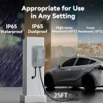 LEISHENG ENERGY Level 2 EV Charger for J1772, 240V Electric Car Charger, NEMA 14-50P 48A Plug, 25FT Cable, IP65, APP