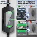 ChargeEZ Tesla Portable Charger Level 2-40 Amp Home/Outdoor EV Charger with Smart App, Delay Timer, 25Ft Cable, NEMA 14-50 Plug, FCC/UL/ETL Certified, Compatible with Model 3/Y/X/S/Cybertruck(NACS)