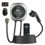 RhEVchar Level 2 EV Charger 50 Amps Smart Motion Sensor Screen Electric Car Charger for Home with WiFi, RFID, 240V, NEMA 14-50 Plug or Hardwire, 25FT Cable APP Controlled Vehicle Chargers for All EVs