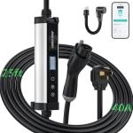 JEEKVISEN Level 1/2 EV Charger, 9.6kW 40A 240V, 25' Cable, ETL Certified,NEMA 14-50 & 5-15 Plug,Adjustable 16A-40A, J1772 Portable EV Charging Station for Home/Outdoor Use
