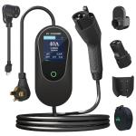 40 Amp Level 2 / Level 1 Portable EV Charger Station for SAE J1772 EV Cars (240 Volt, 25ft Cable), FCC and UL Certified, with NEMA 14-50 Plug and 5-15 to 6-20 Plug Options and J1772 to Tesla Adapter