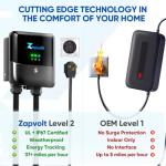 Zapvolt Level 2 EV Charger - 40Amp 240V 25FT Electric Vehicle Charging Station, Cable Smart Wall EV Chargers Level 2 for Home, RFID Card, WiFi Enabled, NEMA 14-50 - 9.6kW EVSE J1772, UL
