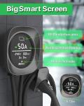 RhEVchar Level 2 EV Charger 50 Amps Smart Motion Sensor Screen Electric Car Charger for Home with WiFi, RFID, 240V, NEMA 14-50 Plug or Hardwire, 25FT Cable APP Controlled Vehicle Chargers for All EVs