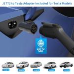 40 Amp Level 2 / Level 1 Portable EV Charger Station for SAE J1772 EV Cars (240 Volt, 25ft Cable), FCC and UL Certified, with NEMA 14-50 Plug and 5-15 to 6-20 Plug Options and J1772 to Tesla Adapter