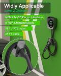 RhEVchar Level 2 EV Charger 50 Amps Smart Motion Sensor Screen Electric Car Charger for Home with WiFi, RFID, 240V, NEMA 14-50 Plug or Hardwire, 25FT Cable APP Controlled Vehicle Chargers for All EVs