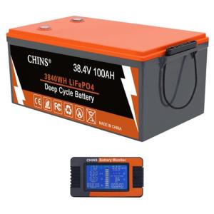 CHINS 36V 100Ah Lithium Golf Cart Battery, Includes Monitor, Built-in Bluetooth 200A BMS, 4000+ Cycles, 36 Volt Lithium Battery for Golf Cart