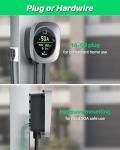RhEVchar Level 2 EV Charger 50 Amps Smart Motion Sensor Screen Electric Car Charger for Home with WiFi, RFID, 240V, NEMA 14-50 Plug or Hardwire, 25FT Cable APP Controlled Vehicle Chargers for All EVs