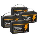 12V 100Ah LiFePO4 Battery Group 31 With Built-in 100A BMS (4 Pack), 1280Wh Lithium Battery with 15000 Deep Cycles, Prefect for Solar System, Rvs, Marine, Vans, Trailer, Backup