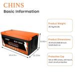 CHINS 36V 100Ah Lithium Golf Cart Battery, Includes Monitor, Built-in Bluetooth 200A BMS, 4000+ Cycles, 36 Volt Lithium Battery for Golf Cart