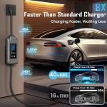 GUAZUHWW Level 2 40A EV Charger, NEMA 14-50 Plug, 8X Faster Charging - IP66 Waterproof Portable, Compatible with J1772 EVs & Tesla (with Adapter) for Home/Outdoor Camping