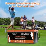 CHINS 36V 100Ah Lithium Golf Cart Battery, Includes Monitor, Built-in Bluetooth 200A BMS, 4000+ Cycles, 36 Volt Lithium Battery for Golf Cart