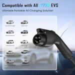 GUAZUHWW Level 2 40A EV Charger, NEMA 14-50 Plug, 8X Faster Charging - IP66 Waterproof Portable, Compatible with J1772 EVs & Tesla (with Adapter) for Home/Outdoor Camping