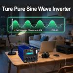 4000W Pure Sine Wave Inverter 24V DC to 110V 120V Power Inverter 7000W Surge Peak Power for 2S, FCC Approved, 4AC Outlets, Fast Charging USB, LCD Display, Wireless Remote for RV Off-Grid Solar Car