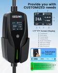 Level 2 EV Charger with NEMA 10-30 Plug, 24Amp 240V, 25FT Extension Cord, Adjustable Current (10-24A), Portable Home Mobile Dryer EV Charger for J1772 Electric Vehicles, Fits 3-Prong Dryer Outlet