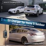 GUAZUHWW Level 2 40A EV Charger, NEMA 14-50 Plug, 8X Faster Charging - IP66 Waterproof Portable, Compatible with J1772 EVs & Tesla (with Adapter) for Home/Outdoor Camping