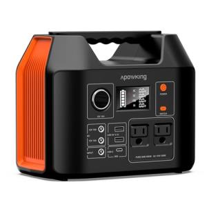 Apowking Portable Power Station 300W Rated(600W Peak), 256Wh LiFePO4 Battery, Solar Powered Power Bank with 2 AC Outlet 110V Pure Sine Wave, Solar Generator for Home Outdoor Camping Emergency